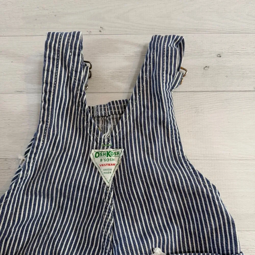 OshKosh B'Gosh vintage‎ railroad stripe toddler overalls